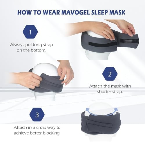 Cotton Sleep Mask for Side Sleepers with Contoured Nose Design, Blackout Eye Mask for Sleeping, Soft Breathable Light Blocking for Men Women, Full Coverage Eye Mask with Ear Covers for Travel - Image 7