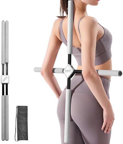Yoga Stick- Posture Corrector Stick for Back Pain Relief - Upper & Lower Back Stretcher and Straightener Tool for Men and Women - Portable Mobility Stretch Pole for Neck Hump, Spine Alignment & Home Workout by Unknown