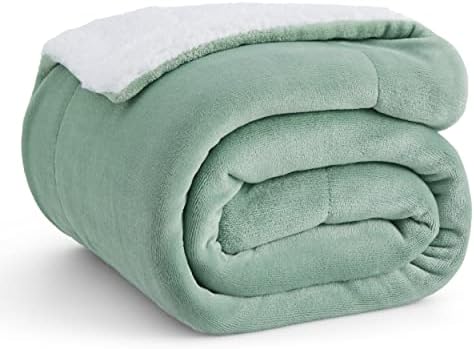 Bedsure GentleSoft Sherpa Fleece Twin Size Blanket for Couch, Non-Heated, Thick and Warm Throw for Women and Men, Soft Fuzzy Plush Twin Blanket for Spring, Sage Green, 60x80 Inches by Unknown