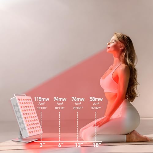 Red Light Therapy Panel 5 Wavelength 60 Dual Chip LEDs 630+660+810+830+850nm Red and Near Infrared Lamp Therapy Device 100W with Timer & Stand for Body Pain Relief Face Skin Health Sleep White - Image 7