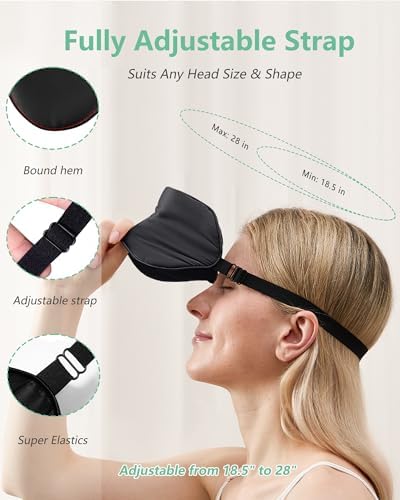 BeeVines 100% Silk Sleep Mask, Blackout Eye Cover(Black & Pastel Blue) - Image 5