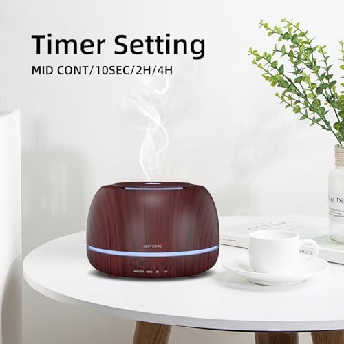 SEEDSEEL 300ML Essential Oil Diffuser, Aromatherapy Diffuser with Remote Control, 4 Timers, 7-Color LED Light and Waterless Auto-Off for Room, Bedroom, Home - Image 7