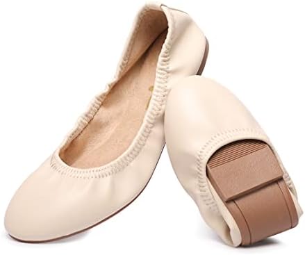 LM Women's Ballet Flats Round Toe Slip On Flats Shoes Casual Dress Shoes Foldable Portable Travel Ballet Flat by LM