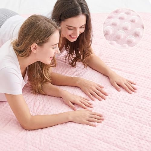 yescool Pink Weighted Blankets for Adults 12 lb, 60 * 80in Queen Size Weighted Blanket for Better Sleep, Minky Heavy Blanket for All Seasons - Image 2