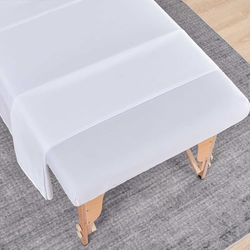 MRJ Soft 3 Piece Set Microfiber Massage Sheet Set,for Massage Tables,Includes Massage Flat Sheet,Massage Fitted Sheet and Face Rest Cover,White - Image 4