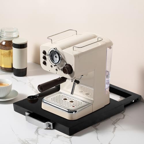 Natural Acacia Black Sliding Tray for Coffee Machine, Kitchen Appliance Slider - Image 5