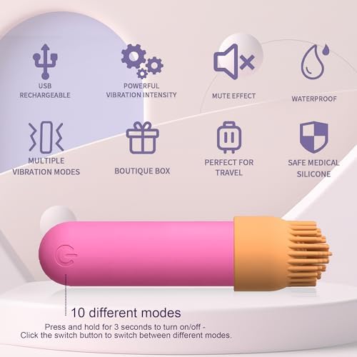 CHARMING Personal 4 in 1 Mini Massager - Powerful Multi Speed Vibration Wand - Handheld Quiet & Waterproof Massager - Perfect for Travel Relaxation, Relieves Back, Legs Muscles (Red 4 in 1) - Image 2