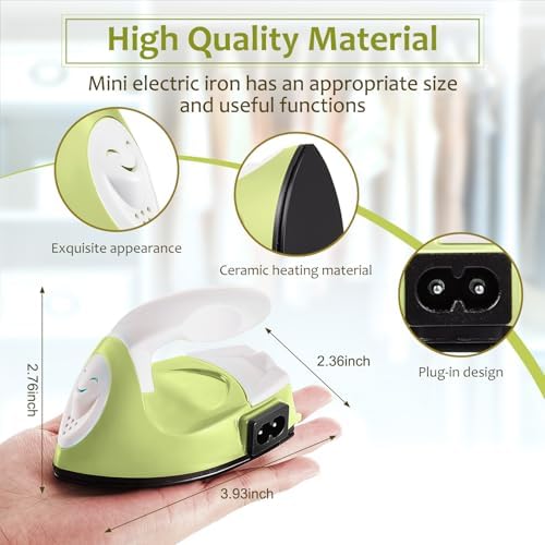 Honoson Mini Craft Iron Mini Heat Press Small Iron 3.93 x 2.36 x 2.76 in Portable Handy Tiny Flatiron with Charging Base Accessory for Fuse Bead Patch DIY Heat Transfer Vinyl(Fruit Green) - Image 2