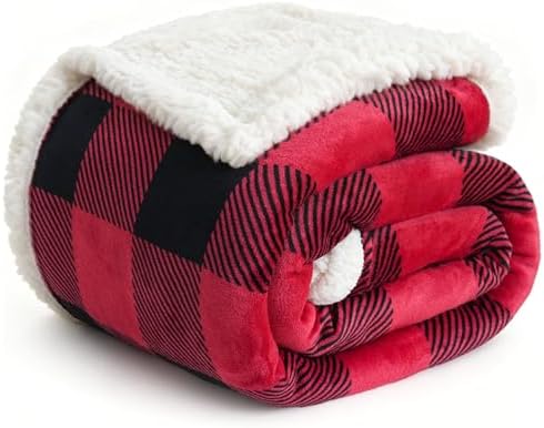 Gracelife Sherpa Fleece Throw Blanket for Couch, Fluffy Plush Warm Fuzzy Blanket for Women and Men, Cozy Thick Soft Twin Blanket for Bed (Red, 80"*90") by Gracelife