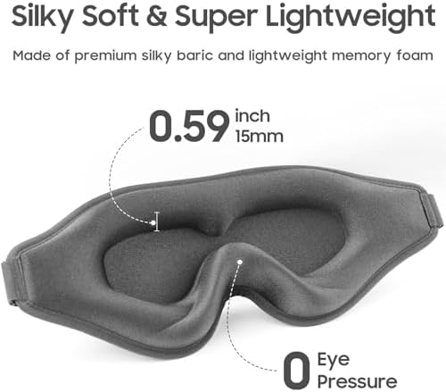 Sleep Mask - Total Blackout 3D Sleeping Mask, Super Lightweight & Silky Soft Eye Mask for Sleeping, Fully Adjustable Fit for Home, Office, Traveling, Meditation, Yoga, Gray, Mothers Day Gifts - Image 4