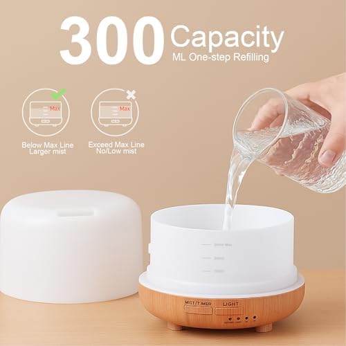 300ML Essential Oil Diffuser, Remote Control Ultrasonic Aromatherapy Oil Diffusers Cool Mist Humidifier, Waterless Auto-Off and 7 LED Light Colors for Bedroom, Yoga, SPA, Baby - Image 6