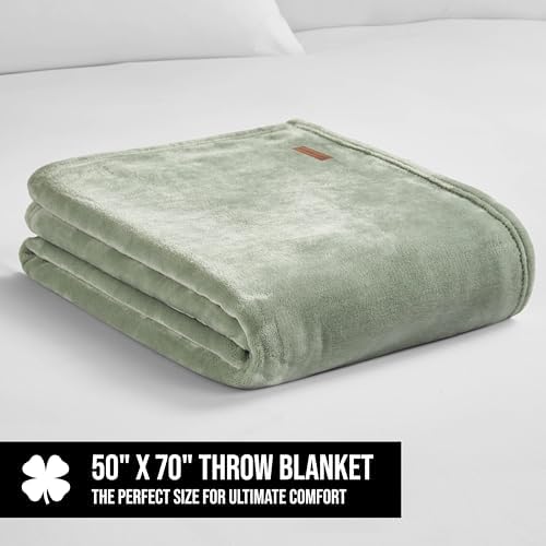 Lucky Brand Solid Plush 50"x70" Throw Blanket, Desert Sage Green - Soft, Cozy, and Timeless Comfort - Image 2