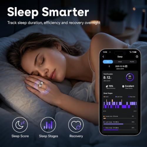 Smart Ring for Women and Men, Fitness & Sleep Tracker, Silver 10 - Image 5