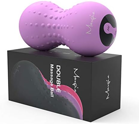 Heating Vibrating Peanut Massage Ball - 5 Intensity Levels & 1 Heat Mode - Foam Roller Double Lacrosse Ball - Deep Tissue Trigger Point Therapy - Handheld, Mobility, Rechargeable (Purple) by Maxgia