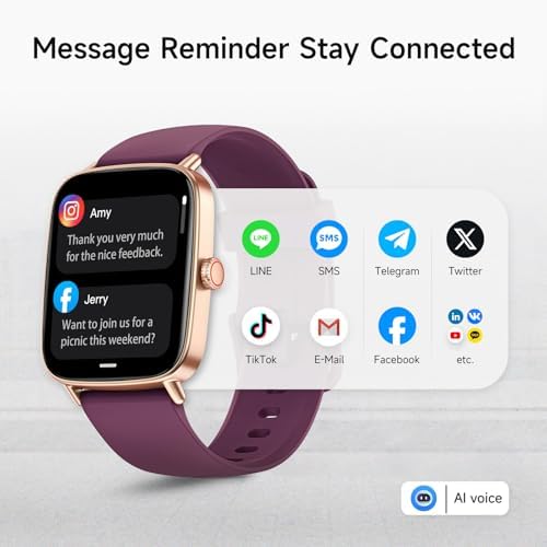 Smart Watch for Women, 1.85" HD Smartwatch Compatible iPhone/Samsung/Android (Answer/Make Calls), 100+ Sport Modes Fitness Tracker with Heart Rate/Sleep/SpO2 Monitor, IP68 Waterproof, with 2 Bands - Image 2
