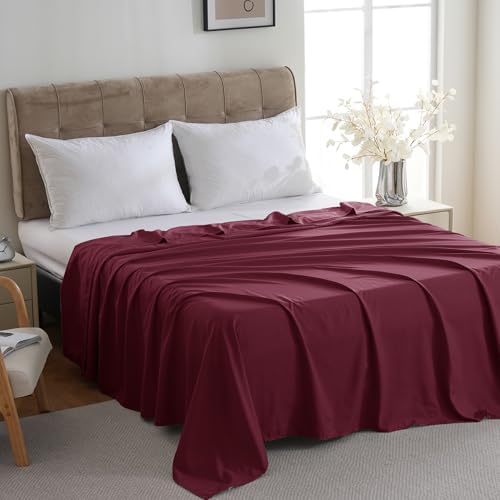 ZPECC Bulk Flat Sheets Only Queen Size 6 Pack, Easy Sort Top Bed Sheet by Color-Coded Label, Soft Durable Brushed Microfiber Fabric Hotel Airb&bs Essentials for Hosts, 90"x102", Burgundy - Image 2