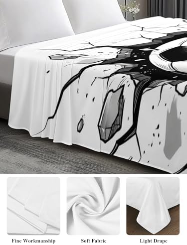 Queen Flat Sheet 3D Sports Flat Sheets Only Soft Breathable Microfiber Bedding Top Sheets Luxury Hotel Quality Soccer Break Through Wall Queen Bed Sheet for All Season Bedroom Dorm Home Decor - Image 5