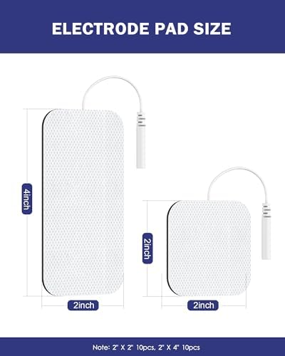 TENS Unit Replacement Pads, Nursal Reusable Self-Adhesive Electrodes Pads 20 Packs 2x2” 2x4”, Latex Free Pigtail TENS Pads, Compatible with TENS 7000, AUVON TENS, Etekcity, Nicwell Care Tens - Image 6