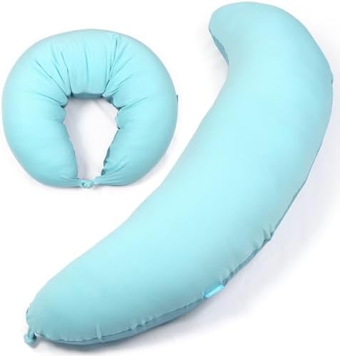 BYRIVER 43" Mint Green Cooling Side Sleeping Body Pillow for Adults Women Men, Contour Curved J Shaped Hugging Pillow for Pregnancy Belly Leg Knee Support (XL) - Image 2
