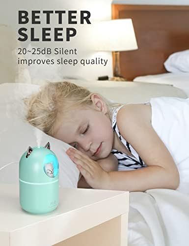 Cool Mist Humidifier,300ml Mini Humidifiers with Night Light,Waterless Auto-Off Air Humidifier,20dB Quiet Humidifiers for Bedroom,Car, Plant for Girl Boy - Image 3