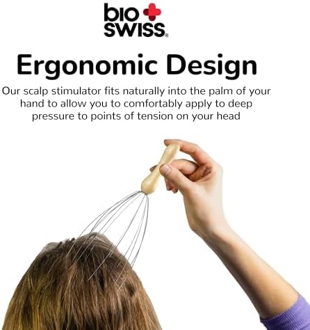 BioSwiss Scalp Massager, Handheld Head and Temple Massage Tool for Relaxation and Hair Stimulation - Image 3