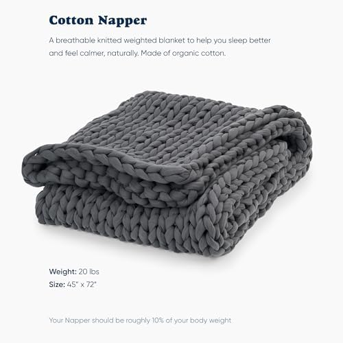 Bearaby Cotton Hand-Knit Weighted Blankets for Adults - Chunky Knit Blanket - Sustainable, Breathable, Organic, Cooling Weighted Blanket - Machine Washable (Asteroid Grey, 20 lbs, 45"x72") - Image 2