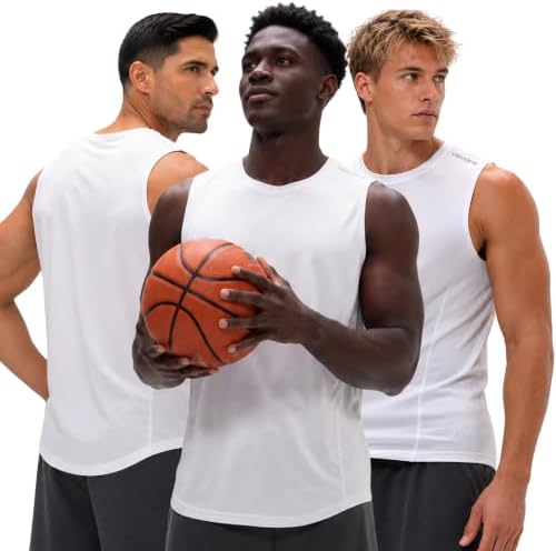 DEVOPS 3 Pack Sleeveless Men's Muscle Shirts Dry Fit Tank Top Gym by DEVOPS