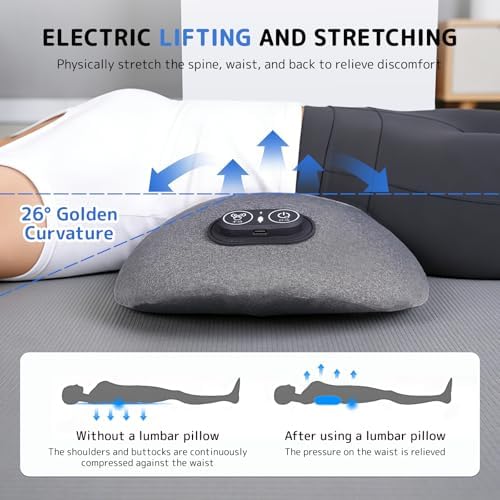 Rechargeable 3 in 1 Electric Lumbar Support Pillow with Heat & Lift Traction 2026 New, Cordless Triple Fusion Back Massager, Lower Back Pain Relief Deep Tissue Support Pillow for Bed Car Office - Image 5