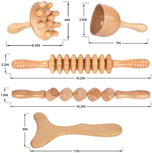 Komogir Wood Therapy Massage Tools 5-in-1 Lymphatic Drainage Massager Maderoterapia Kit Wooden Massager Body Sculpting Tools for Muscle Pain Relief, Anti-Cellulite, Body Contouring and Shaping - Image 6