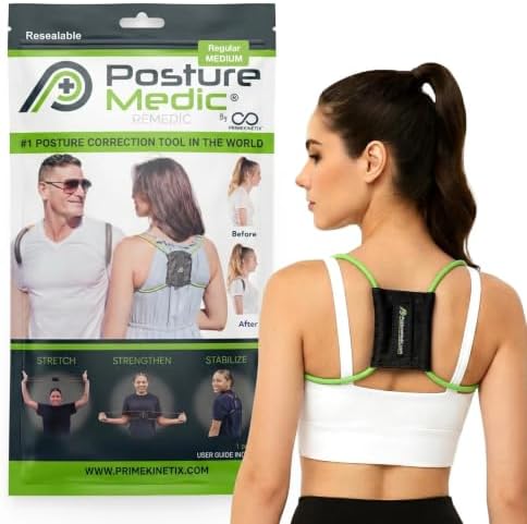 PostureMedic Original Strength Dynamic Posture Corrector for Men & Women – Active Resistance Training System for Back, Neck & Shoulder Pain Relief – Strengthen Muscles & Improve Alignment - Medium (Green) by PrimeKinetix