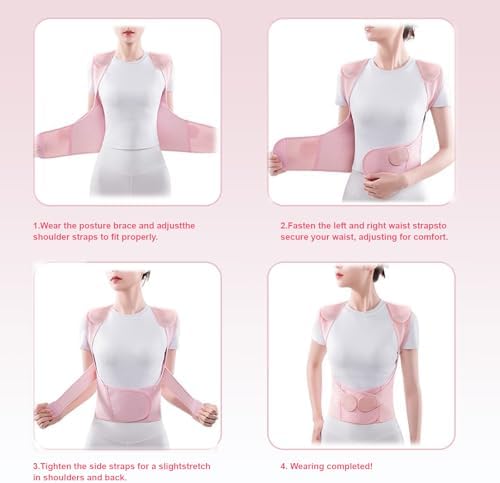 Back Brace Posture Corrector for Women, Pink, Sizs XL, Adjustable Back Straightener for Neck Shoulder Support, Scoliosis and Hunchback Relief - Image 6