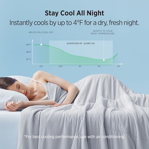 Bedsure Cooling Comforter King Size - Cooling Blankets for Hot Sleepers, Lightweight Comforter for Summer with Dual-Sided Cool Tech, Soft Breathable Cold Blanket for Sleeping, Grey, 102x90 Inches - Image 2