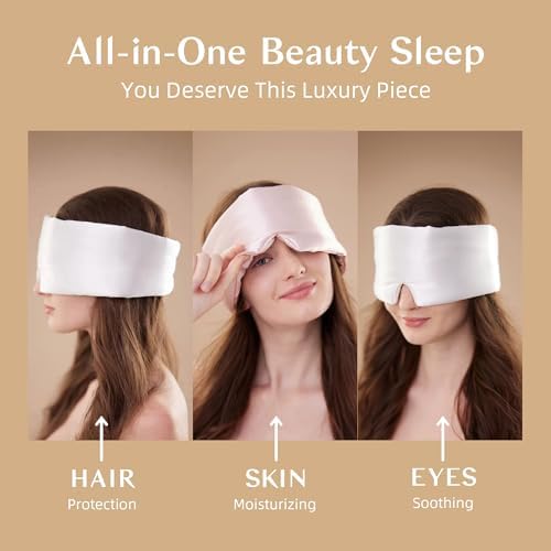 Silk Sleep Mask for Women and Men, Side Sleeper, 22 Momme Pure Mulberry Silk Total Blackout 100% Mulberry Eye Mask with Adjustable Headband Full Size, Eye Masks for Sleeping and Travel - Image 3