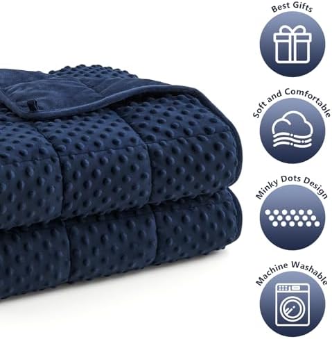 Topcee Weighted Blanket King Size (20lbs 80"x87"), Minky Dots Heavy Blanket for Woman, Man Sleeping, Soft, Cozy and Cooling Weighted Throw Blankets, Machine Washable, Blue - Image 4