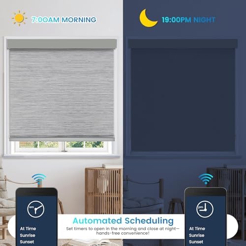 Motorized 100% Blackout Roller Shades – Custom Smart Blinds with Remote Control, Rechargeable Battery or Plug-in Motor, Tuya WiFi Optional, Home & Office Automatic Window Shades (Steel Gray/CH9424) - Image 6