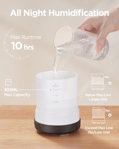 InnoGear 300ml Essential Oil Diffuser for Home Scent Humidifier, Brown - Image 3