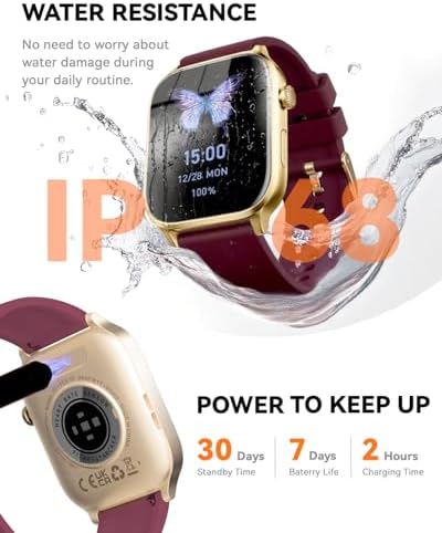 Smart Watches for Women Men, Fitness Tracker Watch with 110 Sports Modes, Step Counter/Sleep Monitor/Pedometer, IP68 Waterproof, Bluetooth Call & Music Control Smartwatch for iPhone/Android,Wine Red - Image 6