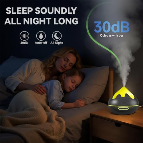 500ML Essential Oil Diffuser, Aromatherapy Diffuser with Remote Control, Multifunctional Air Diffusers for Home Office Room, Fragrance Aroma Diffuser with 7 Color LED & 2 Mist Mode, Black - Image 7