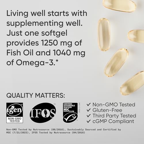 Sports Research® Omega-3 Fish Oil 1250mg from Wild Alaska Pollock,180 Count - Image 4