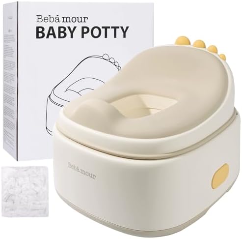 Bebamour Toddler Potty Training Toilet 3 in 1 Versatile Toilet Seat & Step Stool & Potty Chair Portable Potty Trainer for Boys & Girls with with 100 Pack Trash Bags (Dinosaur Coffee) - Image 3