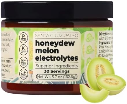 Santa Cruz Paleo Electrolyte Powder, Honeydew Melon Flavor, Sugar Free Hydration Drink Mix with Himalayan Pink Salt, Sea Salt, Magnesium Glycinate, Potassium Chloride, Sweetened with Stevia, 30 Srvgs by SantaCruzPaleo