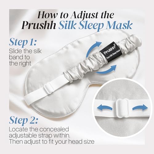 Adjustable Silk Sleep Mask Eye Covers | 100% Pure 6A Mulberry Silk | Blackout & Hypoallergenic | Concealed Strap for Women & Men | for Sleeping & Travel (Ivory White) - Image 5
