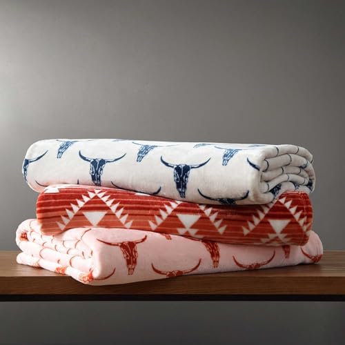 Wrangler - Queen Size Blanket, Super Soft & Reversible Plush Fleece Bedding, Throw Blanket for Couch or Bed (Steer Head Blue) - Image 6