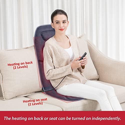 COMFIER Back Massager with Heat, 10 Motors Vibration Seat Massager, Chair Massage Pad, Heated Chair Pad, Chair Warmer,Gifts for Elderly, Mom, Dad (Gray) - Image 3