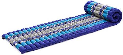 Leewadee - Foldable Floor Mattress - Japanese Roll Up Futon -Trifold Tatami Mat- Guest Floor Bed - Camping Mattress - Thai Massage Mat, Kapok Filled, 75 x 20 inches, Blue by Leewadee