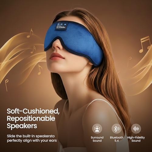 LC-dolida Sleeping Headphones Eye Mask, Sleep Mask with Bluetooth Headphones 3D Eye Mask Wireless Music Cotton Sleep Cover for Side Sleepers Nap Insomnia Air Travel Meditation Gifts for Unisex - Image 4