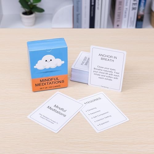 100 Mindful Meditations Cards – Mindfulness & Meditation Self‑Care Prompts | Desk & Travel Deck for Stress Relief, Focus, Motivation & Well‑Being - Image 2