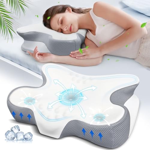 Cervical Pillow for Neck Pain Relief, Ergonomic Contour Side Sleeper Pillows for Adults, Cooling Memory Foam Pillows for Side Back & Stomach Sleepers as Ideal Gifts by MixinisoSleepingHouse