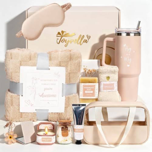 Birthday Gift for Women, Self Care Spa Gift Basket with Blanket for Mom Her by Follow