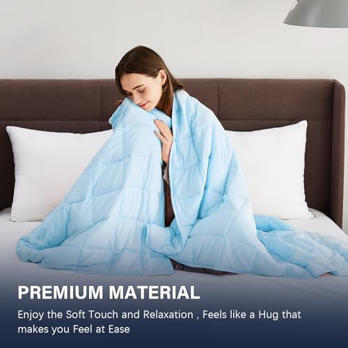 CuteKing Weighted Blanket for Adults: Weighted Blanket with Premium Glass Beads - Breathable Heavy Blanket for Comfort Sleep - Thick Blanket for Adult All Season (12lbs, 48"x72", Light Blue) - Image 2